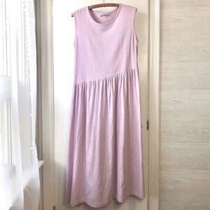 Youga Linen Tank Maxi Dress In Lilac Colour